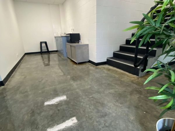 Floors mopped in office foyer