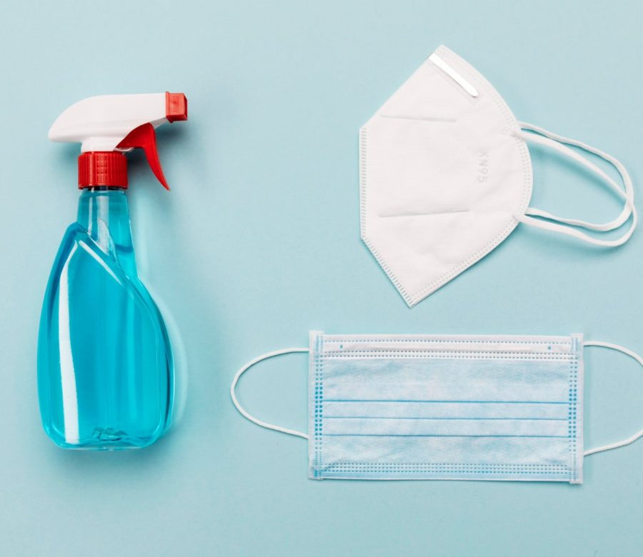 Disinfectant and masks for medical cleaning services protocols